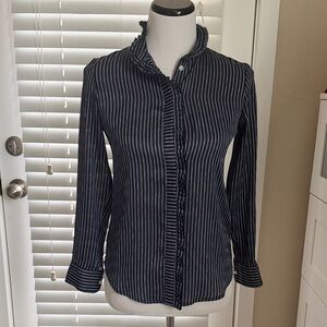 Banana Republic Navy and White Striped Shirt